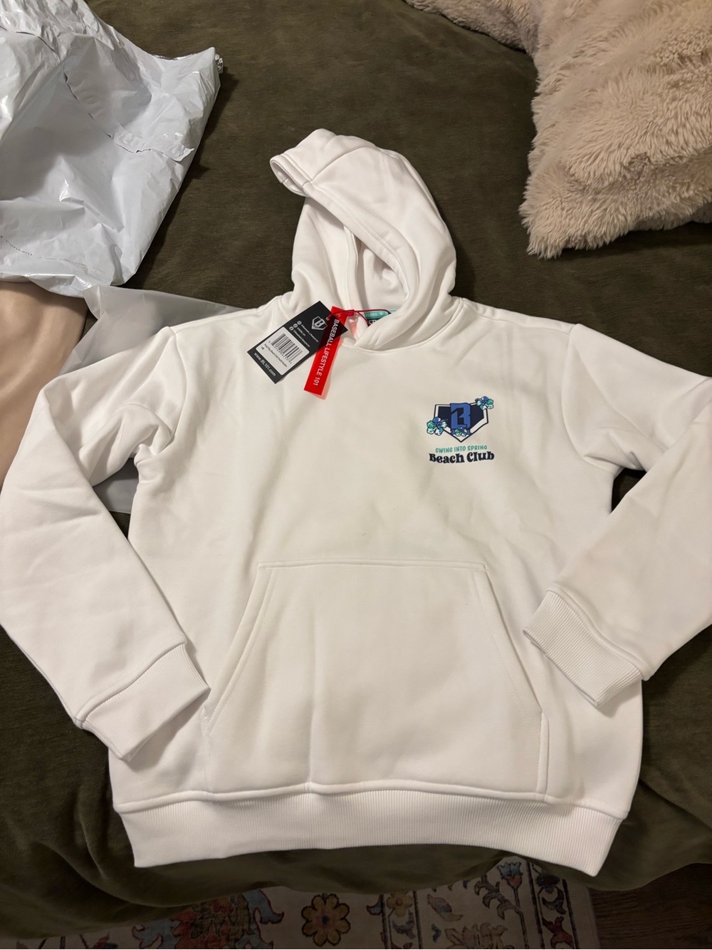 Beach Club Graphic Kids White Hoodie